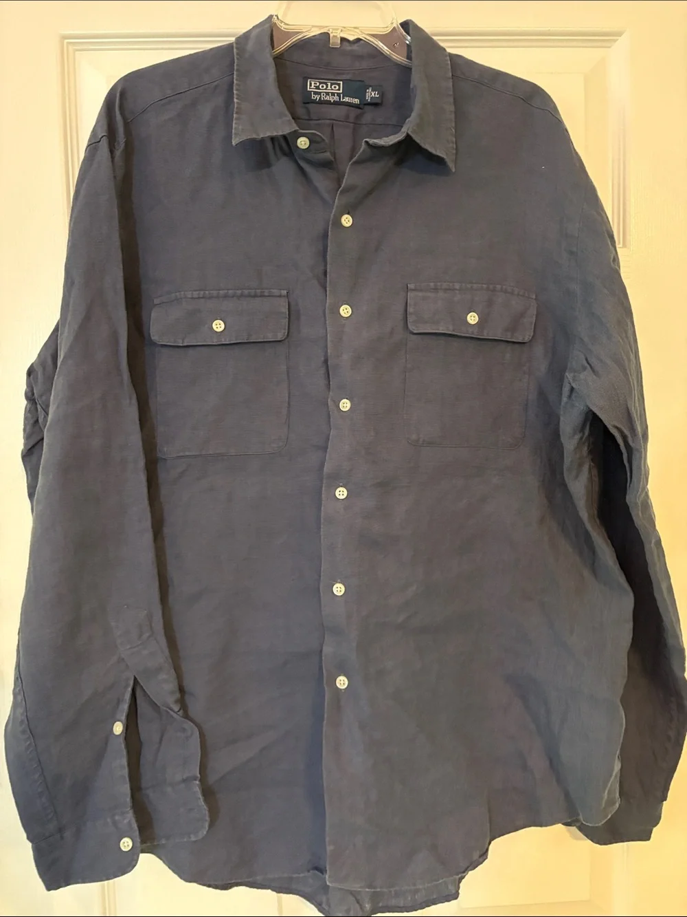 Polo by Ralph Lauren Navy Casual Button-Front Linen Shirt